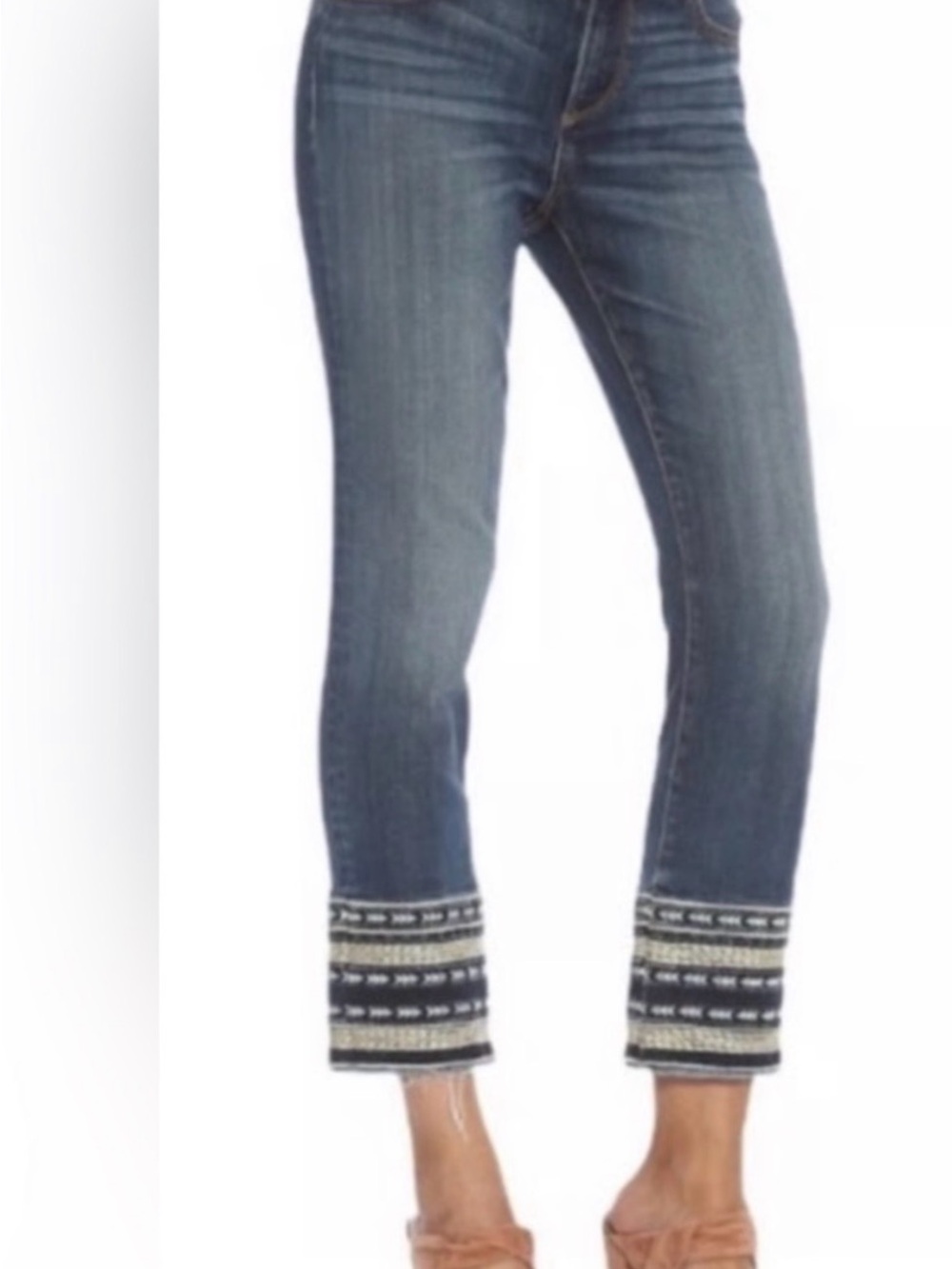🌸DRIFTWOOD Cropped Embroidered-Hem Jeans - Blue Colette